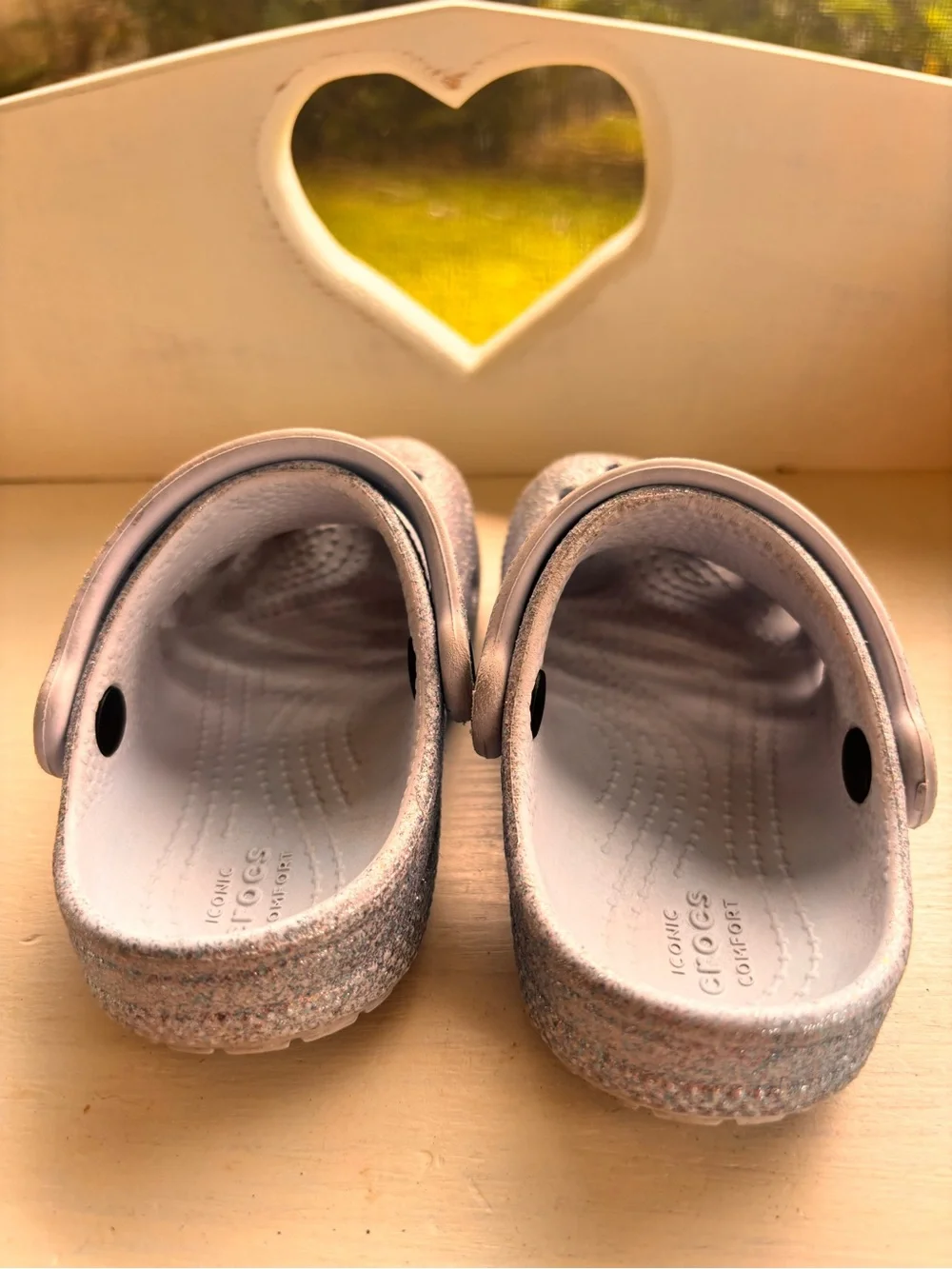 CROCS Kids Glitter Clog in Silver